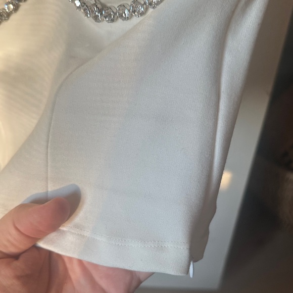 AREA White Crop Top with Silver Embellishments - Picture 7 of 12
